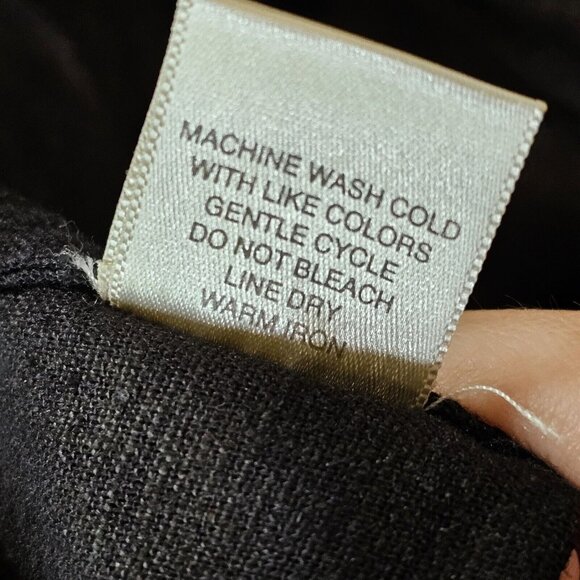 2000s Y2K Womens Medium Shirt Dress Linen Blend‎ Black Button Up Sleeveless - Picture 8 of 10